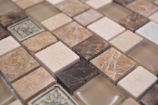 Motif à main Carreau de mosaïque Mosaïque composite Multiformat pierre Résine céramique mix emperador carreaux MOS85-2FD_m