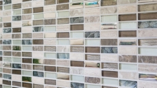 Lames Rectangle Carreaux Mosaïque de verre Bâtons brun clair argent gris Pierre naturelle Marbre Carrelage Cuisine Mur - MOS87-SM68_f | 10 Tapis de mosaïque