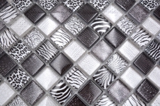 Mosaïque de verre Carreau de mosaïque noir brillant Zebra mur cuisine salle de bain douche MOS68-WL24