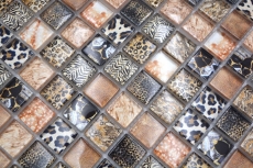 Mosaïque de verre Carreau de mosaïque marron brillant Léopard mur cuisine salle de bain douche MOS68-WL64