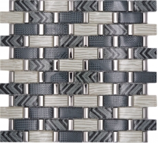 Mosaïque de verre Carreau de mosaïque gris argenté or brillant mur cuisine salle de bain douche - MOS83-MW20