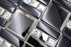 Mosaïque de verre Carreau de mosaïque noir argenté brillant mur cuisine salle de bain douche MOS88-SQ78