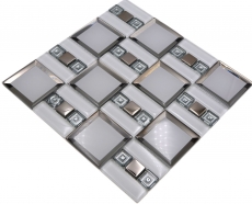 Mosaïque de verre Carreau de mosaïque blanc argenté brillant mur cuisine salle de bain douche MOS88-SQ98