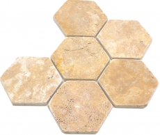 Pierre naturelle Carreaux de mosaïque Terrasse Travertin jaune dor mat mur sol cuisine salle de bain douche MOS42-HX151