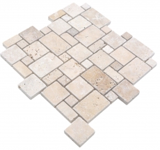 Pierre naturelle Carreaux de mosaïque Terrasse Travertin beige mat mur sol cuisine salle de bain douche MOS40-FP46