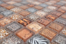 Mosaïque de verre Carreau de mosaïque brun clair brillant Safari mur cuisine salle de bain douche MOS68-WL54_f