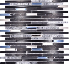 Pierre naturelle Mosaïque de verre Composite/pierre noir brillant mur cuisine salle de bain douche - MOS86-SV73_f