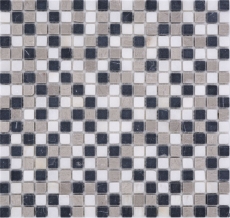 Mosaïque de pierre naturelle Marbre beige gris noir mat mur sol cuisine salle de bain douche MOS38-15-1125_f