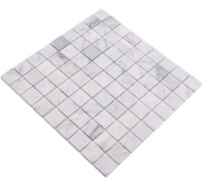 Mosaïque en pierre naturelle Marbre blanc aspect carrare mat mur sol cuisine salle de bain douche MOS42-32-2000_f