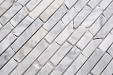Pierre naturelle Carreaux de mosaïque Marbre blanc aspect carrare mat mur sol cuisine salle de bain douche MOS40-Brick2000_f