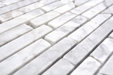 Pierre naturelle Carreaux de mosaïque Marbre blanc aspect carrare mat mur sol cuisine salle de bain douche MOS40-Brick2000_f