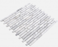 Pierre naturelle Carreaux de mosaïque Marbre blanc aspect carrare mat mur sol cuisine salle de bain douche MOS40-Brick2000_f