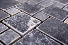 Pierre naturelle Carreaux de mosaïque Marbre noir mat mur sol cuisine salle de bain douche MOS40-FP43_f