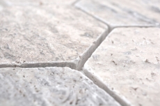 Pierre naturelle Carreaux de mosaïque Travertin blanc gris mat mur sol cuisine salle de bain douche MOS42-HX147_f