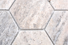 Pierre naturelle Carreaux de mosaïque Travertin blanc gris mat mur sol cuisine salle de bain douche MOS42-HX147_f