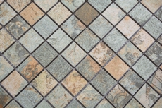 Échantillon manuel mosaïque céramique grès cérame beige brun gris vert mat mur sol cuisine salle de bain douche MOS18-25CB_m