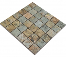 Échantillon manuel mosaïque céramique grès cérame beige marron vert mat mur sol cuisine salle de bain douche MOS14-47CB_m