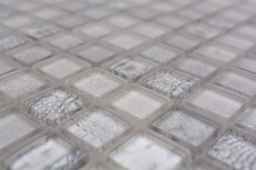Motif manuel Mosaïque de verre blanc brillant Afrique mur cuisine salle de bain douche MOS68-WL14_m