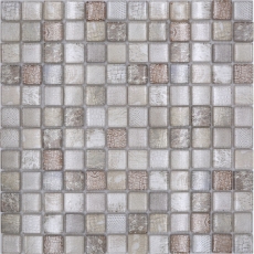 Échantillon manuel de mosaïque de verre carreau de mosaïque beige brillant crocodile structure mur cuisine salle de bain douche MOS68-WL34_m