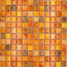 Motif main Mosaïque de verre orange brillant Snake mur cuisine salle de bain douche MOS68-WL44_m
