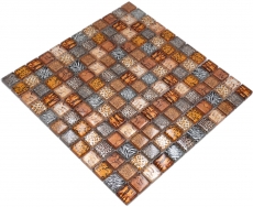 Motif manuel Mosaïque de verre brun clair brillant Safari mur cuisine salle de bain douche MOS68-WL54_m