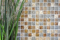 Motif manuel Mosaïque de verre brun clair brillant Safari mur cuisine salle de bain douche MOS68-WL54_m