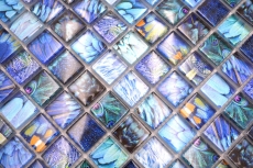 Motif main Mosaïque de verre bleu brillant Bird mur cuisine salle de bain douche MOS68-WL74_m