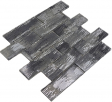 Motif main Mosaïque de verre noir avec argent brillant mur cuisine salle de bain douche MOS88-SW02_m