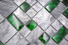 Motif main pierre naturelle mosaïque de verre gris avec vert brillant mur sol cuisine salle de bain douche - MOS88-0405_m