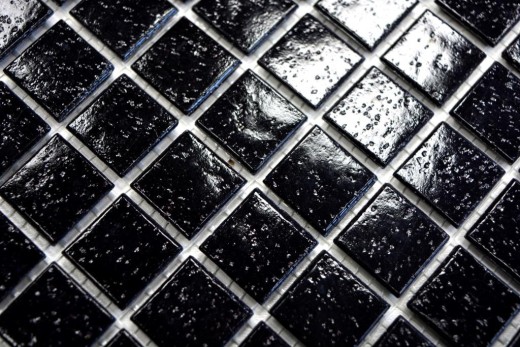 Mosaïque de verre Carreau de mosaïque noir Spots douche SALLE DE BAINS MUR cuisine - MOS50-0302