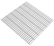Mosaïque en céramique Baguettes rétro des années 50 à 60 Plaquette blanche brillante MOS24-BM1