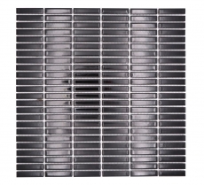 Mosaïque en céramique Baguettes rétro années 50 années 60 lamelles noir brillant MOS24-BM2