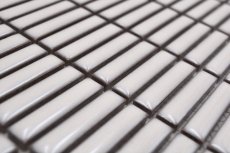 Mosaïque en céramique Baguettes rétro des années 50 à 60 Plaquette blanc ancien brillant MOS24-BM3