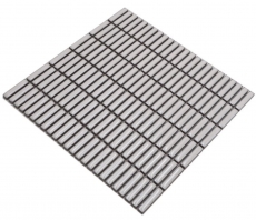 Mosaïque en céramique Baguettes rétro des années 50 à 60 Plaquette blanc ancien brillant MOS24-BM3