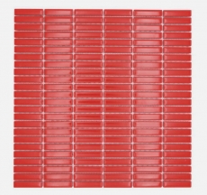 Mosaïque en céramique Baguettes rétro 50s 60s Lanières rouges brillantes MOS24-BM7