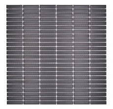 Mosaïque en céramique Baguettes rétro 50s 60s Lanières noir mat MOS24-BM8