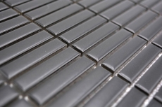 Mosaïque en céramique Baguettes rétro 50s 60s Lanières noir mat MOS24-BM8