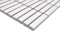 Mosaïque en céramique Baguettes rétro 50s 60s Lanières blanches mates MOS24-BM9