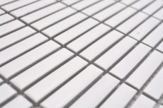 Mosaïque en céramique Baguettes rétro 50s 60s Lanières blanches mates MOS24-BM9