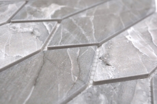 Céramique Carreau de mosaïque Hexagone Aspect pierre allongé gris foncé mat MOS13-L0208