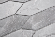 Céramique Carreau de mosaïque Hexagone Aspect pierre allongé gris clair mat MOS13-L0206
