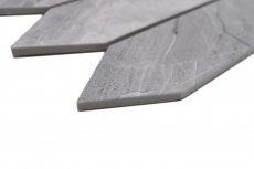 Céramique Carreau de mosaïque Hexagone Aspect pierre allongé gris clair mat MOS13-L0206