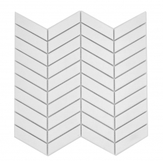 Céramique Carreau de mosaïque à chevrons blanc uni mat MOS24-EV21