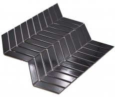 Céramique Carreau de mosaïque à chevrons uni noir brillant MOS24-EV39