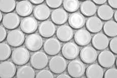 Mosaïque céramique Bouton Loop Penny Rond uni blanc brillant MOS10-0102GR