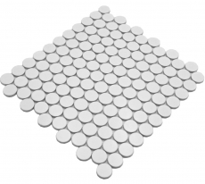 Carreau de mosaïque céramique Bouton Loop Penny rond uni blanc mat MOS10-0111GR