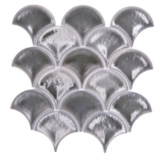 Céramique Carreau en mosaïque Écailles de poisson uni gris foncé ice crackled Style MOS13-FS7