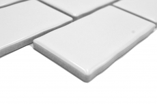 Carreau céramique mosaïque Metro Sybway composite blanc uni brillant MOS26-238