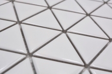 Carreau de mosaïque céramique Triangle Diamant uni blanc brillant MOS13-t51