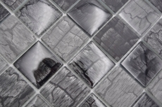 Mosaïque de verre Carreau de mosaïque aspect pierre forêt gris gris foncé MOS88-88P
